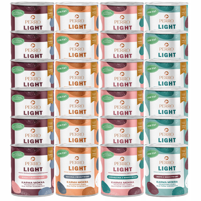 PERRO Light Monobiałkowa karma mokra dla psa mix smaków 24 x 800g