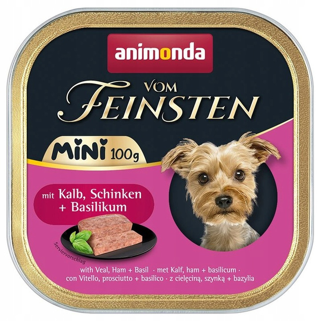 ANIMONDA Vom Feinsten Mini mokra karma 12 x 100g Cielęcina Szynka Bazylia