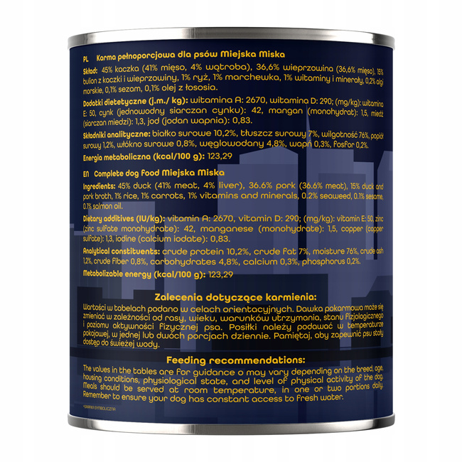 Gaczoo Miejska Miska bezzbożowa karma mokra dla psa Ramen 800g