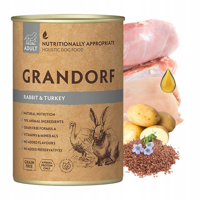 GRANDORF DOG zdrowa karma mokra dla psa mix smaków 8 x 400g Bezzbożowa