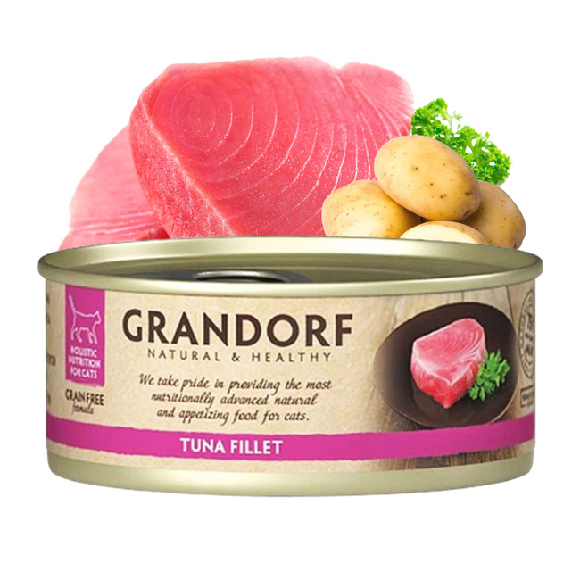 GRANDORF zdrowa karma mokra dla kota mix smaków Tuńczyk 24 x 70g Bezzbożowa