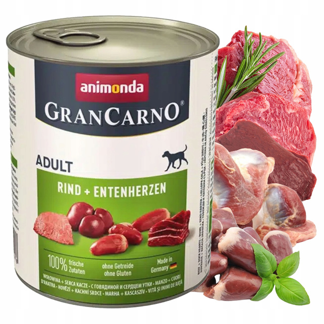 ANIMONDA GranCarno Adult mokra karma dla psa 6 x 800g Wołowina Kacze Serca