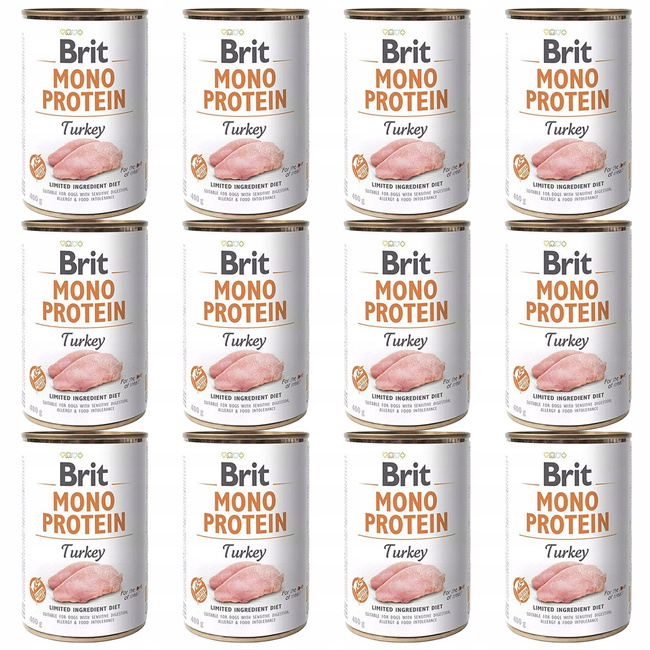 BRIT MONO Protein Karma mokra dla psa Indyk 12 x 400g bezzbożowa