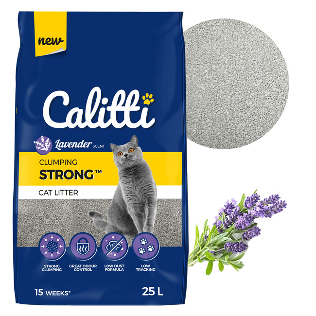 Żwirek Bentonitowy dla kota Calitti Strong 25l Lawenda