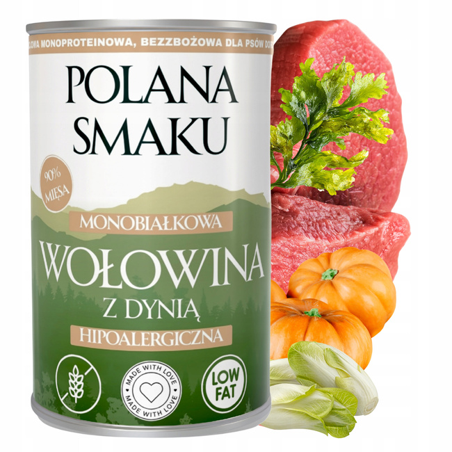 Mokra karma monobiałkowa dla psa Polana Smaku 20 x 400g mix smaków