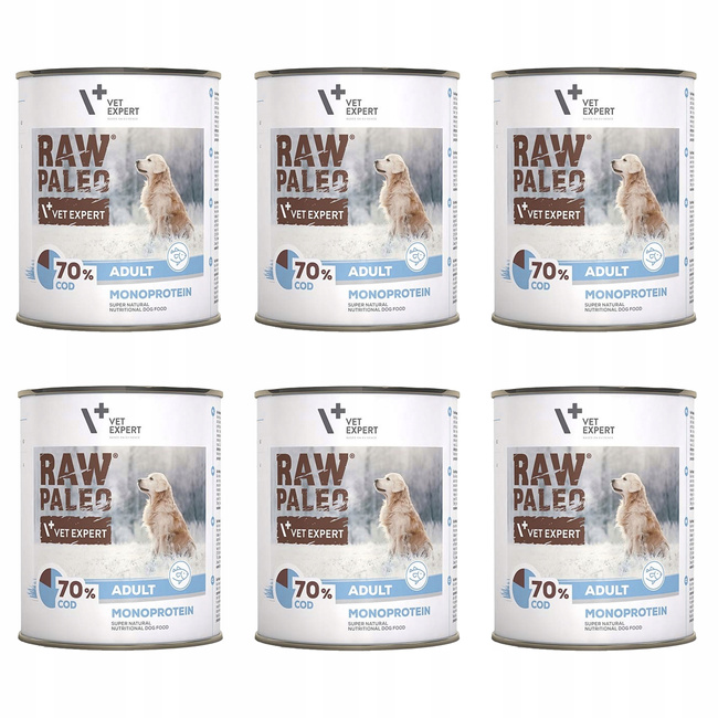 RAW PALEO Karma mokra dla psa Mono Dorsz 6 x 800g Bezzbożowa