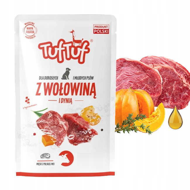 TUF TUF Karma mokra dla psa saszetka Wołowina z dynią 500g BULT