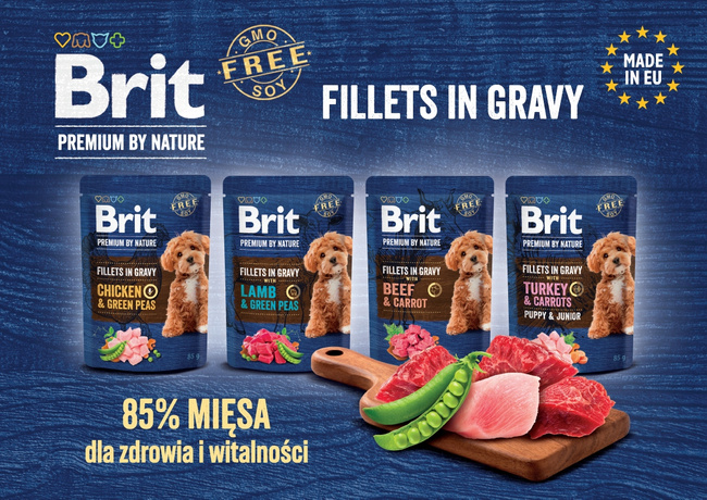 Brit By Nature Fillets in Gravy 48 x 85g Mix mokra karma dla psów