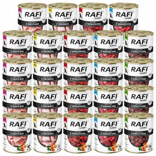 Dolina Noteci Rafi Classic karma mokra dla psa mix smaków 24 x 800g