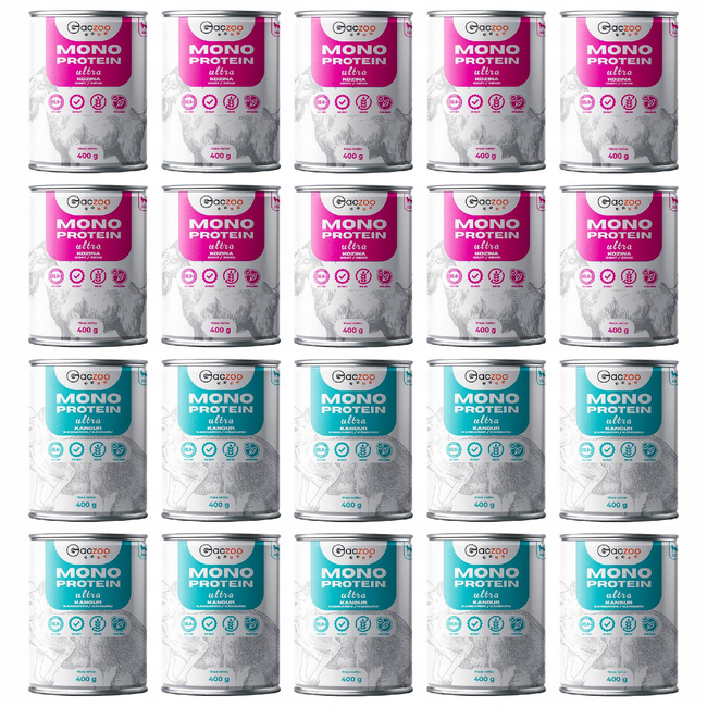 Gaczoo Mono Protein Ultra monobiałkowa karma mokra psa mix smaków 20 x 400g