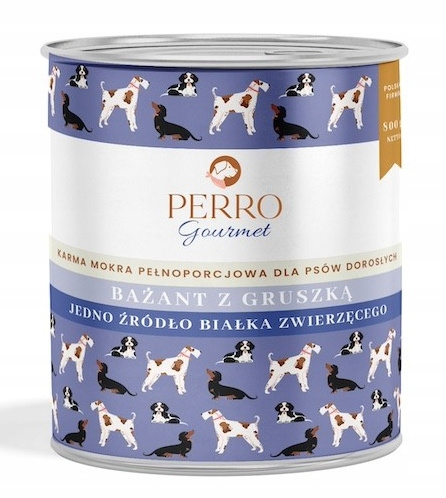 Perro Gourmet Monobiałkowa Karma Mokra Bażant z Gruszką 800g dla Psa