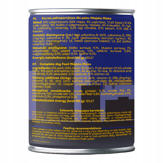 Gaczoo Miejska Miska bezzbożowa karma mokra dla psa Sushi z Rybą 24 x 400g