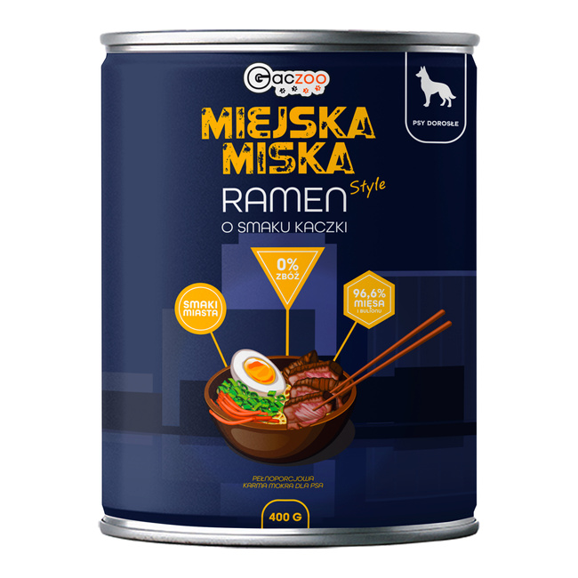 Gaczoo Miejska Miska bezzbożowa karma mokra dla psa Ramen 400g
