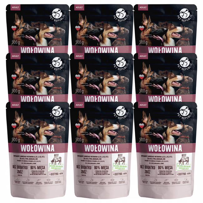PET REPUBLIC karma mokra dla psa Wołowina 9 x 500g Bezzbożowa