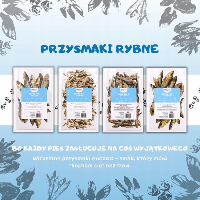 Naturalny przysmak dla psa Szprotki Bałtyckie 1 kg Gaczoo smaczki gryzaki