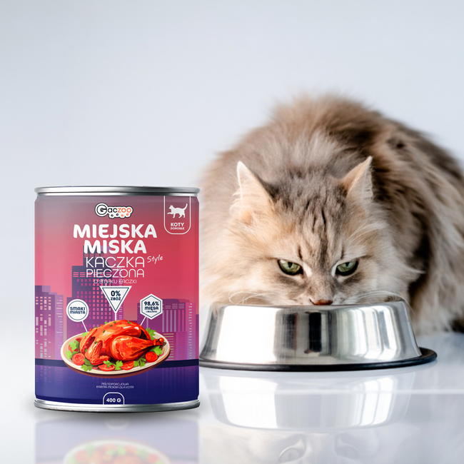Gaczoo Miejska Miska bezzbożowa karma mokra dla kota Kaczka Pieczona 400g