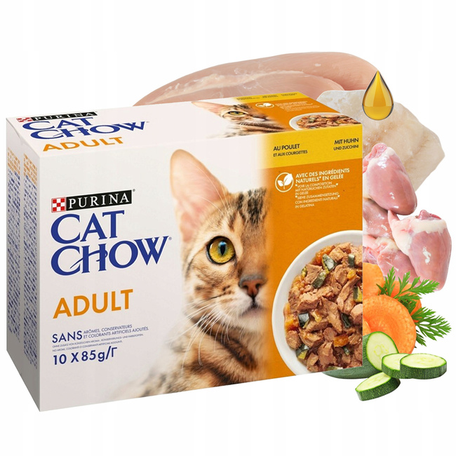 Purina Cat Chow Adult mokra karma dla kota Kurczak z Fasolką 10 x 85g