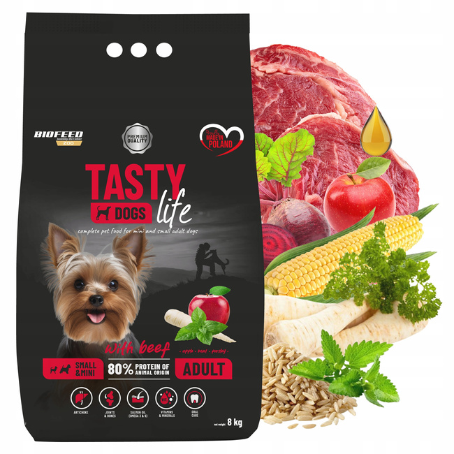 BIOFEED TASTY DOGS LIFE Small Wołowina karma dla psa sucha 8 kg zdrowa