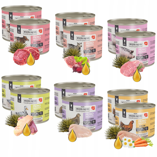 WIEJSKA ZAGRODA MONO Karma mokra dla kota MIX Smaków 12x200g