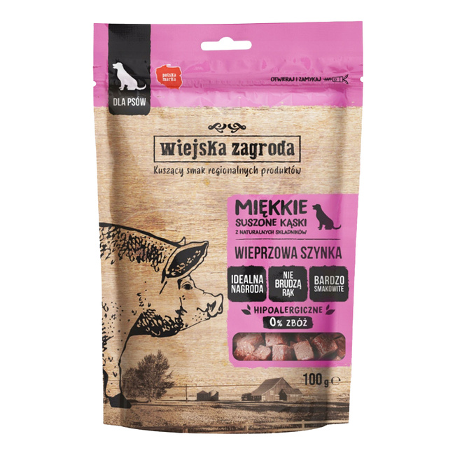 WIEJSKA ZAGRODA zdrowy przysmak dla psa Wieprzowa Szynka 100g Bezzbożowy