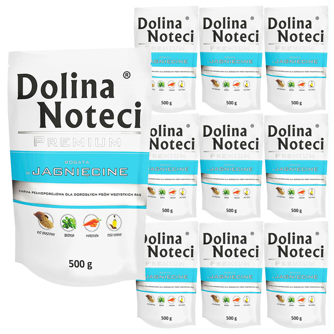 Dolina Noteci Premium Karma mokra dla psa Bogata w Jagnięcinę 10x500g