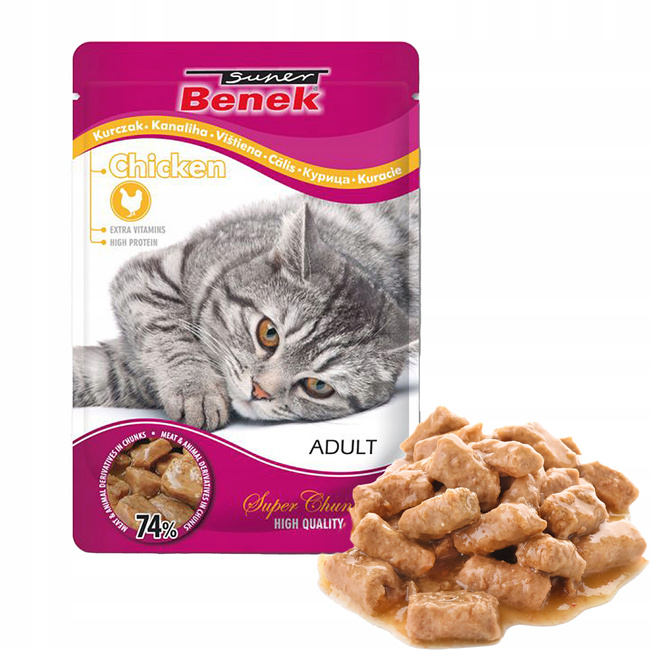 Saszetka Karma mokra dla kota BENEK MIX SMAKÓW 40x100g