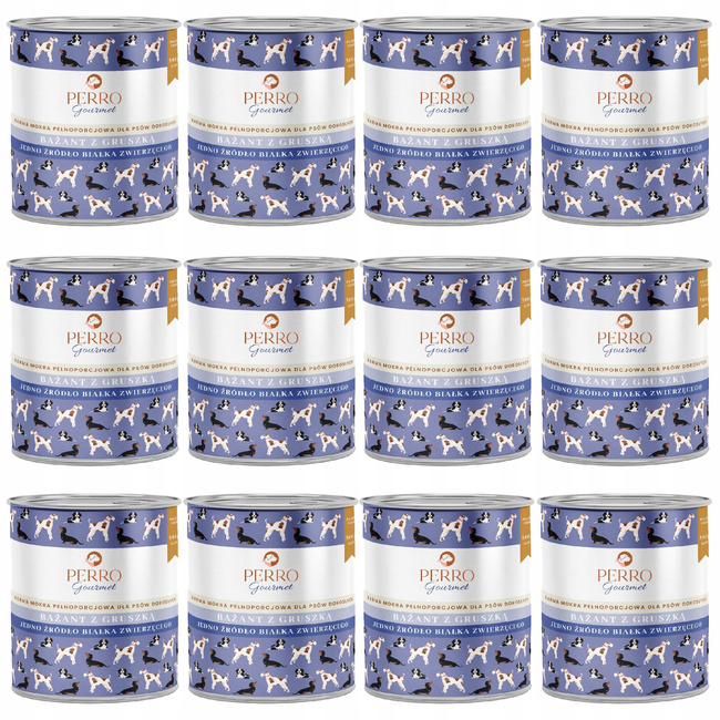 Perro Gourmet Monobiałkowa Karma Mokra dla psa Bażant z Gruszką 12 x 800g