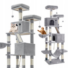 Drapak dla kota Gaczoo wysoki wieża legowisko jasny szary 60 x 50 x 206 cm
