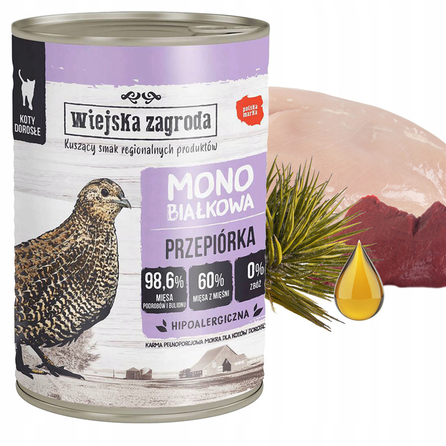 WIEJSKA ZAGRODA MONO Karma mokra dla kota mix smaków 18 x 400g Bezzbożowa