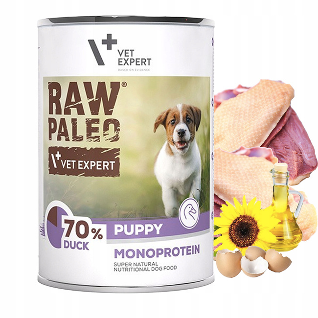 Raw Paleo PUPPY Karma mokra dla szczeniąt MONO mix smaków 6 x 400g Bezzbożowa