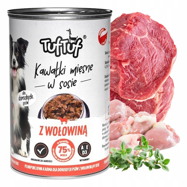 TUF TUF Karma mokra dla psa KAWAŁKI W SOSIE MIX smaków 18 x 415g