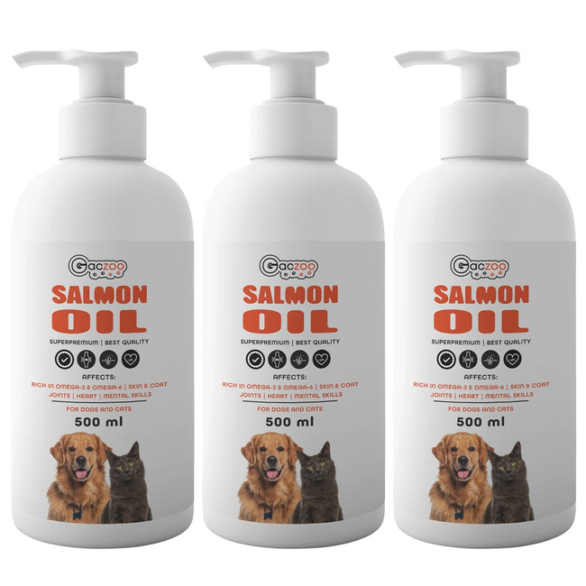 Gaczoo Olej z łososia dla psa i kota Omega Salmon Oil 3 x 500ml