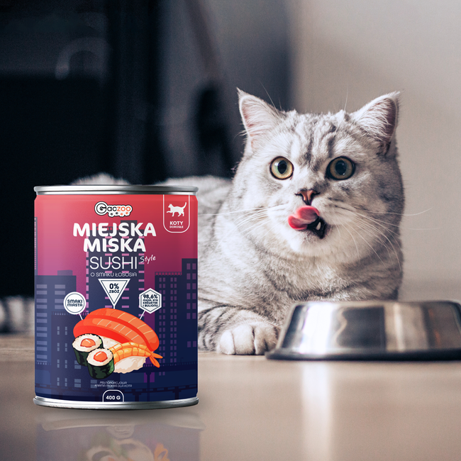 Gaczoo Miejska Miska bezzbożowa karma mokra dla kota Sushi z Rybą 400g