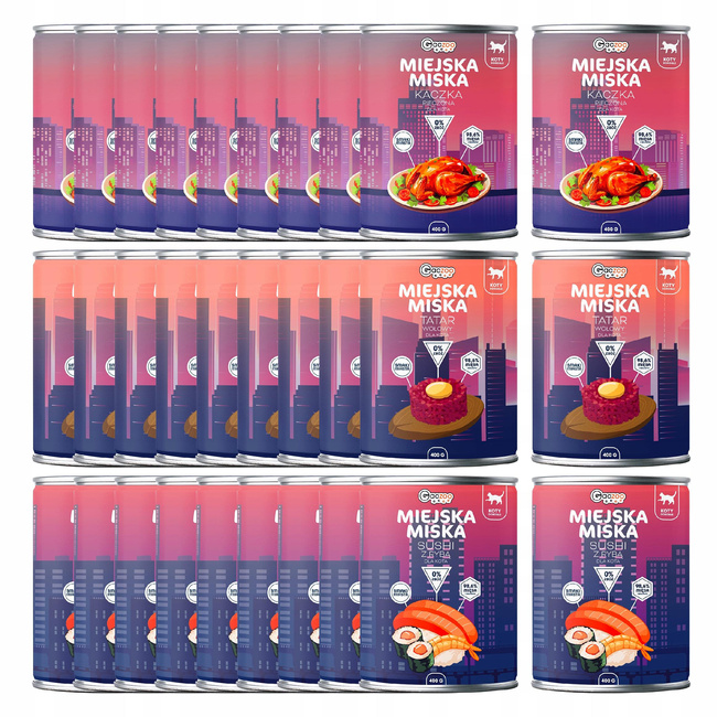 Gaczoo Miejska Miska bezzbożowa karma mokra dla kota mix smaków 30 x 400g