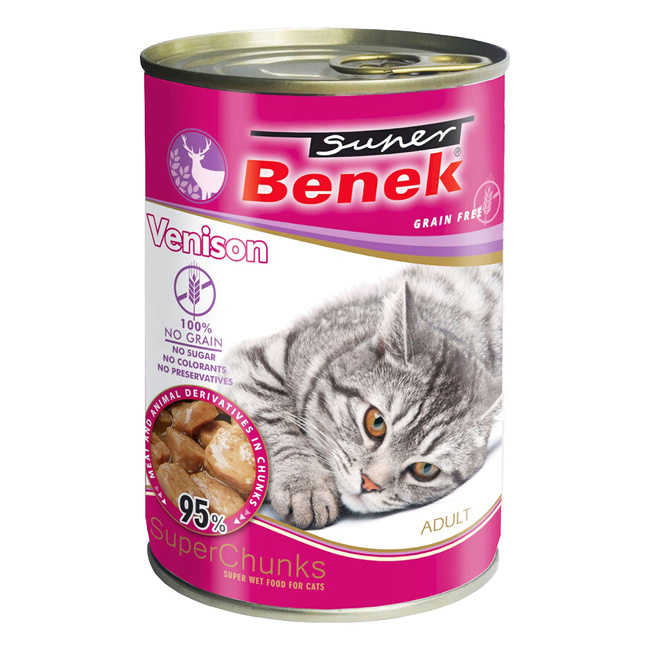 BENEK Chunks Karma mokra dla kota Dziczyzna 415g Bezzbożowa