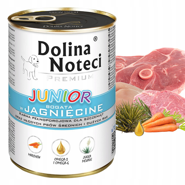 Dolina Noteci Junior mokra karma dla szczeniąt 24 x 400g Jagnięcina