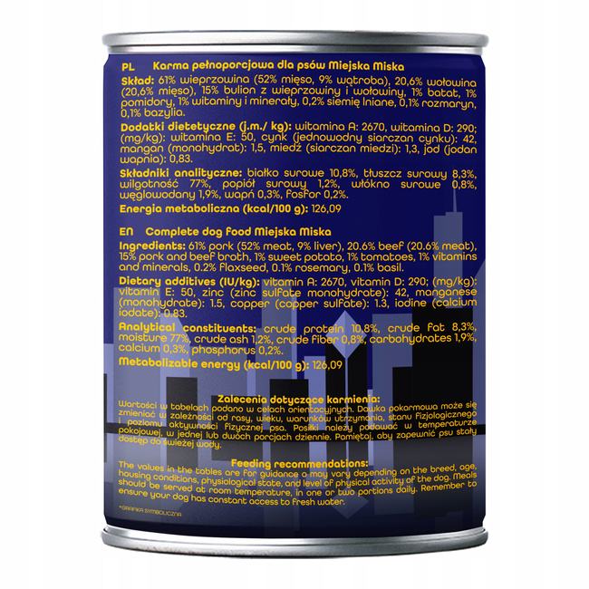 Gaczoo Miejska Miska bezzbożowa karma mokra dla psa Burger Wołowy 6 x 400g