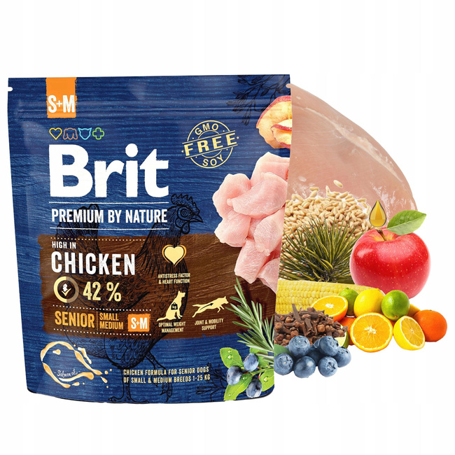 Brit By Nature 1 kg Chicken S + M sucha karma dla psów 