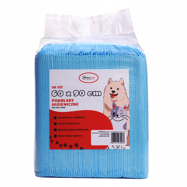 Gaczoo Podkłady higieniczne dla psa i kota maty chłonne 60 x 90 cm 50 szt