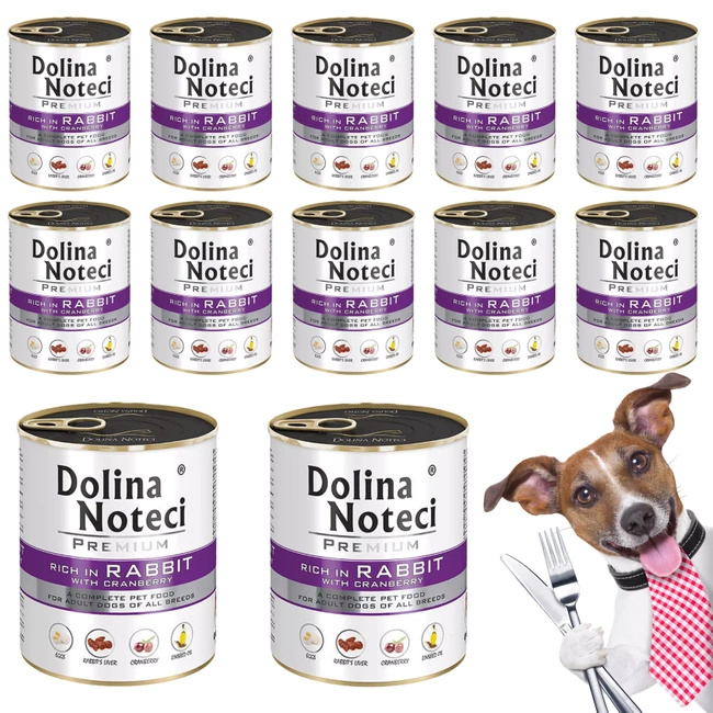 DOLINA NOTECI Premium Karma mokra dla psa Królik 12 x 800g Bezzbożowa