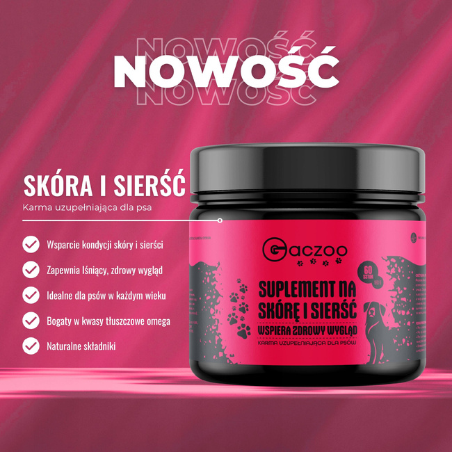 Suplement dla psa Gaczoo Na skórę i Sierść 60 szt 180g zdrowy przysmak