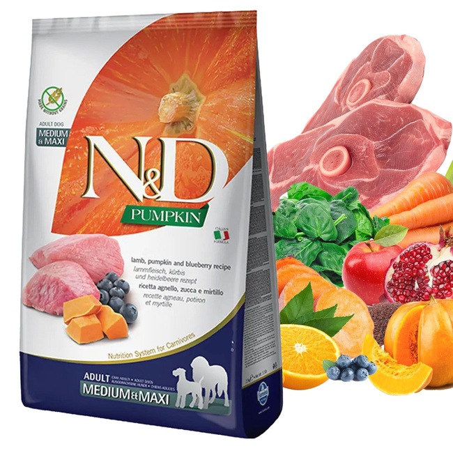 FARMINA N&D PUMPKIN zdrowa karma sucha dla psa Medium Maxi Jagnięcina 12kg