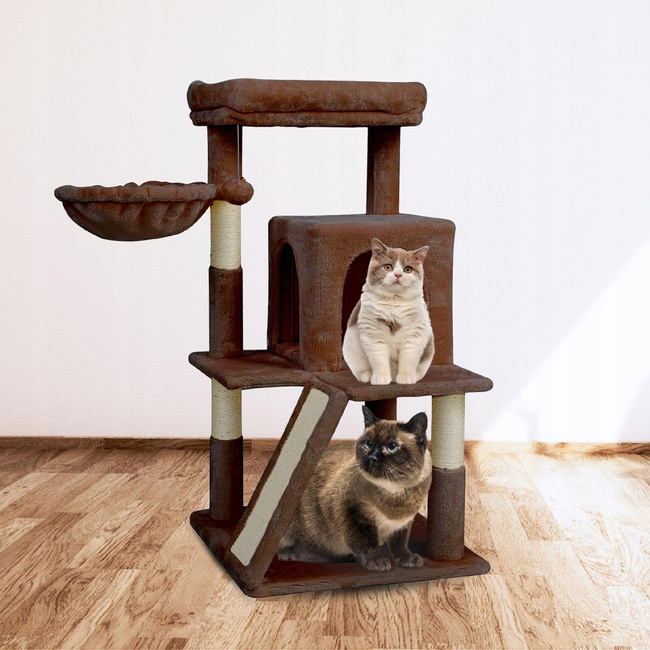 Drapak dla kota Gaczoo domek legowisko brązowy 50 x 50 x 96 cm