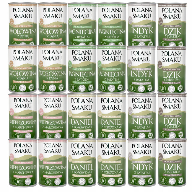 Mokra karma monobiałkowa dla psa Polana Smaku 24 x 400g mix smaków