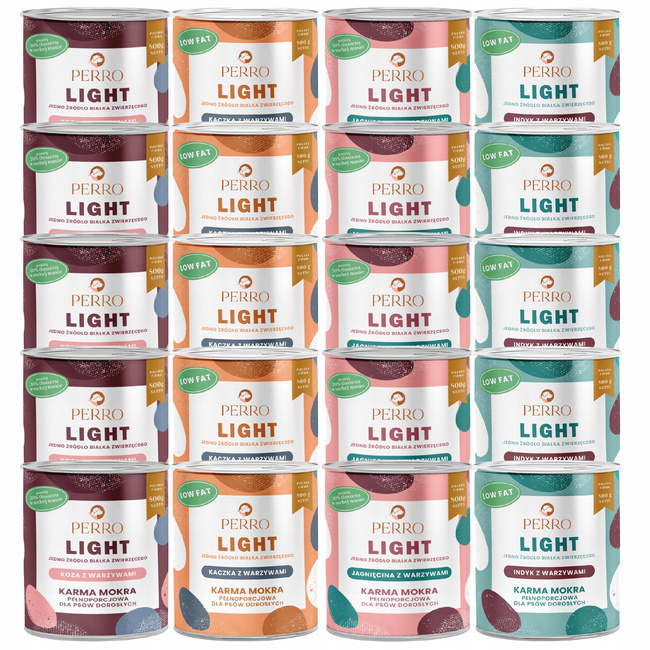PERRO Light Monobiałkowa karma mokra dla psa mix smaków 20 x 800g