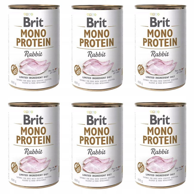 BRIT MONO Protein Karma mokra dla psa Królik 6 x 400g