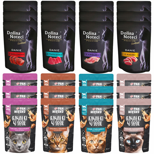 PAN MIĘSKO DOLINA NOTECI Mokra karma dla kota Mix Smaków 24 x 85g bez zbóż