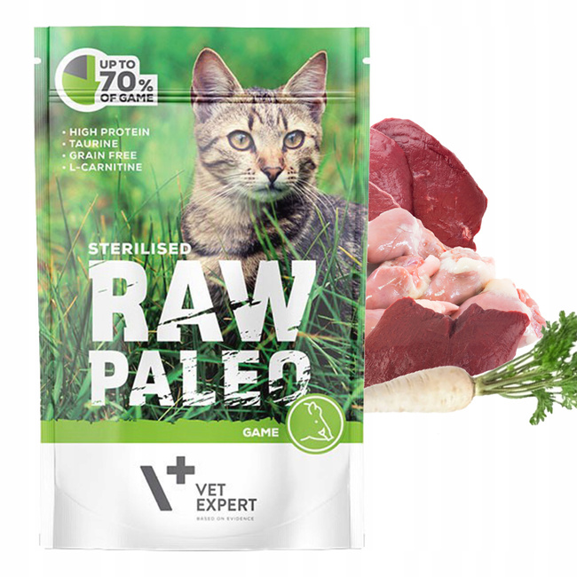 Raw Paleo Sterilised Karma mokra dla kota mix smaków 6 x 100g Bezzbożowa