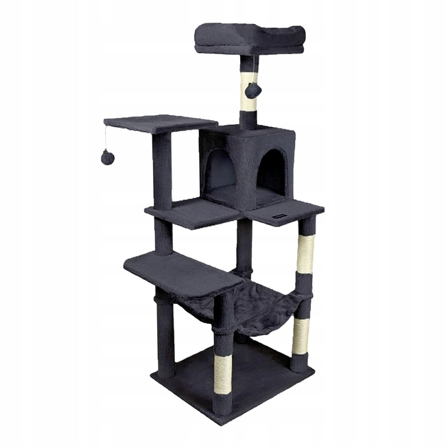 Drapak dla kota Gaczoo duży wieża legowisko ciemny szary 55 x 45 x 143 cm