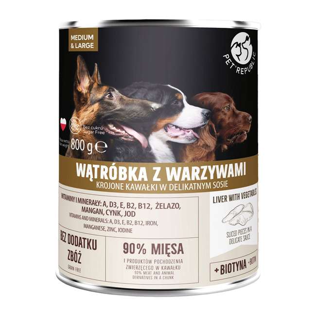 PET REPUBLIC karma mokra dla psa kawałki w sosie Wątróbka 800g Bezzbożowa